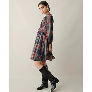 J.Crew V-neck Festive Plaid Mini Dress 0